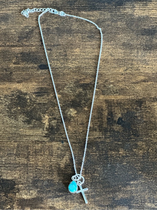 Jewelry - Whitewater turquoise necklace with cross charm